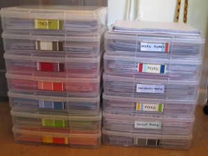 sorted scrapbook paper