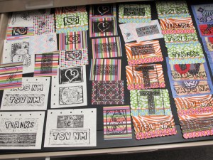 card assortment left to dry