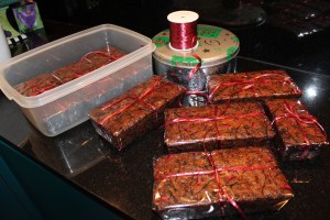 wrapped Christmas cakes