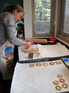 cutting cookies on parchment paper