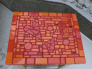 finished top of tiled cart