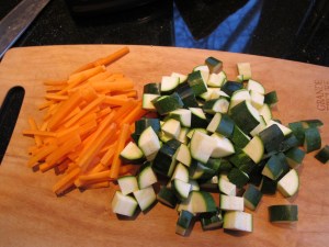 cut up carrots and zucchini