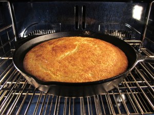 cornbread ready to come out of the oven