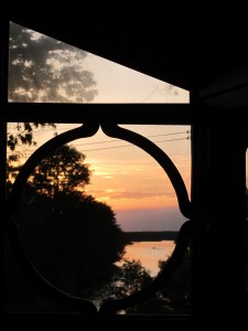view from restaurant at sunset