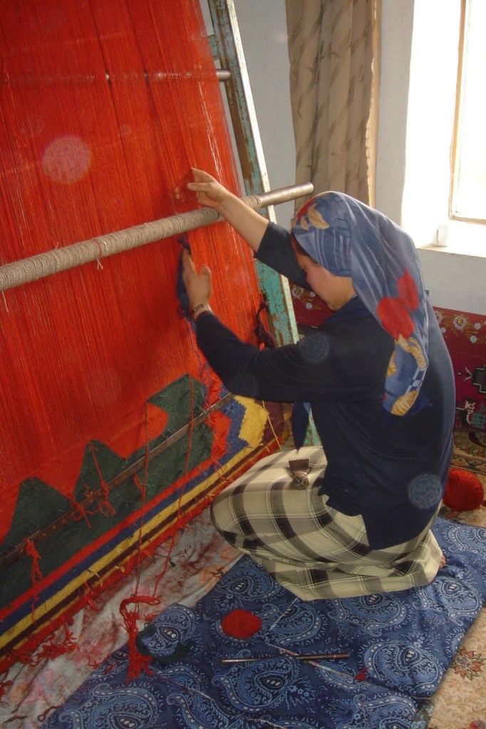 young woman weaving