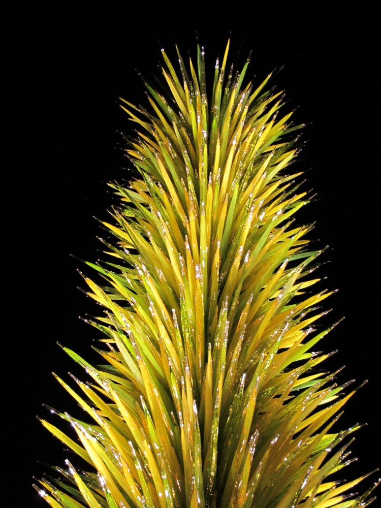 yellow green glass at night