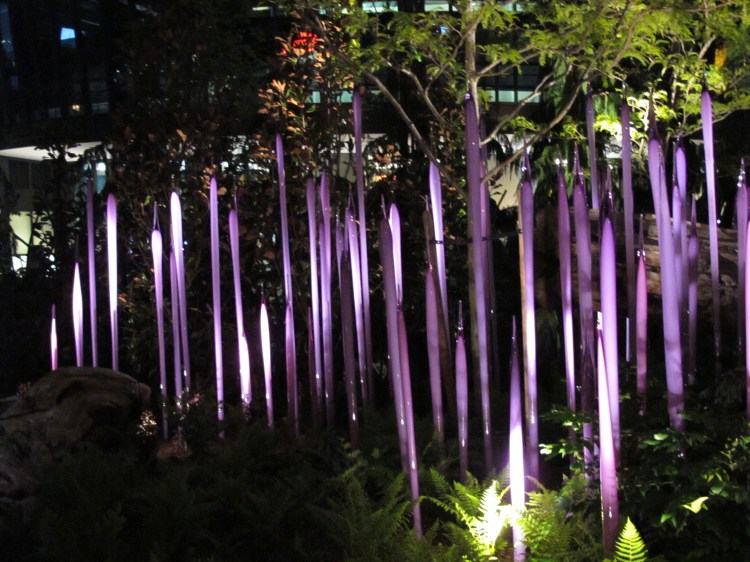 purple glass at night