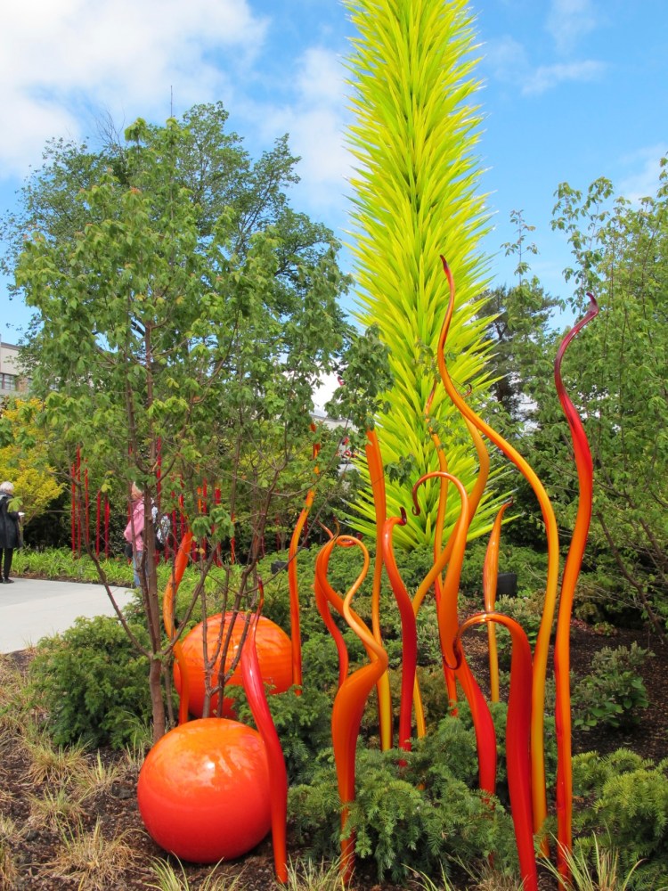 orange glass and lime green tower