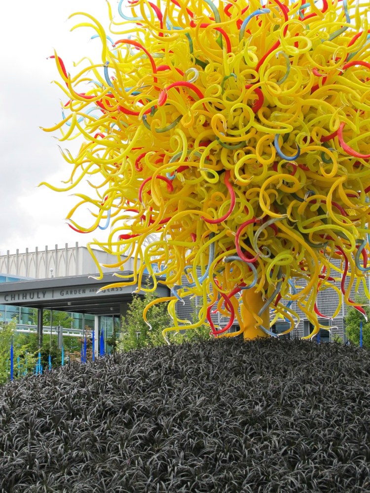 yellow glass on dark grass