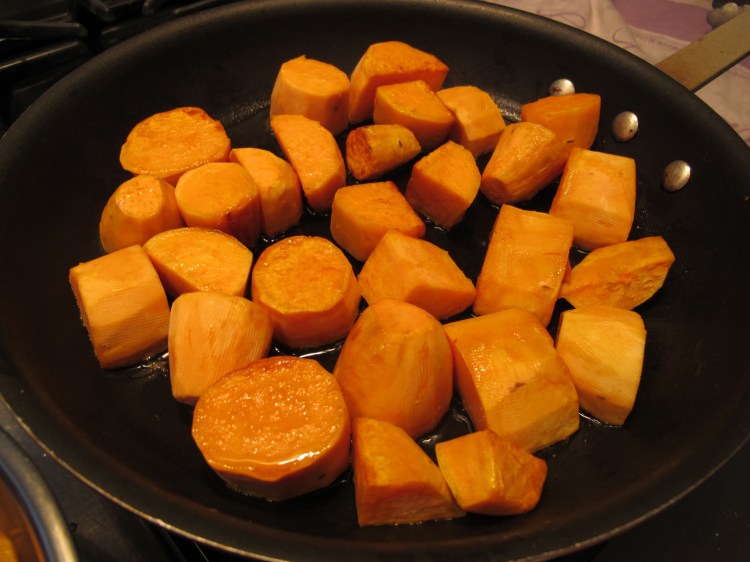 browning sweet potatoes
