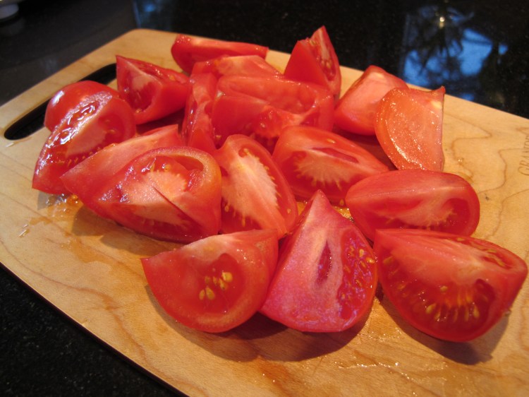 cut up tomatoes