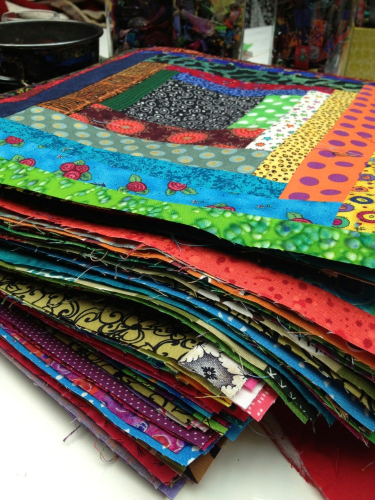 pile of quilt blocks