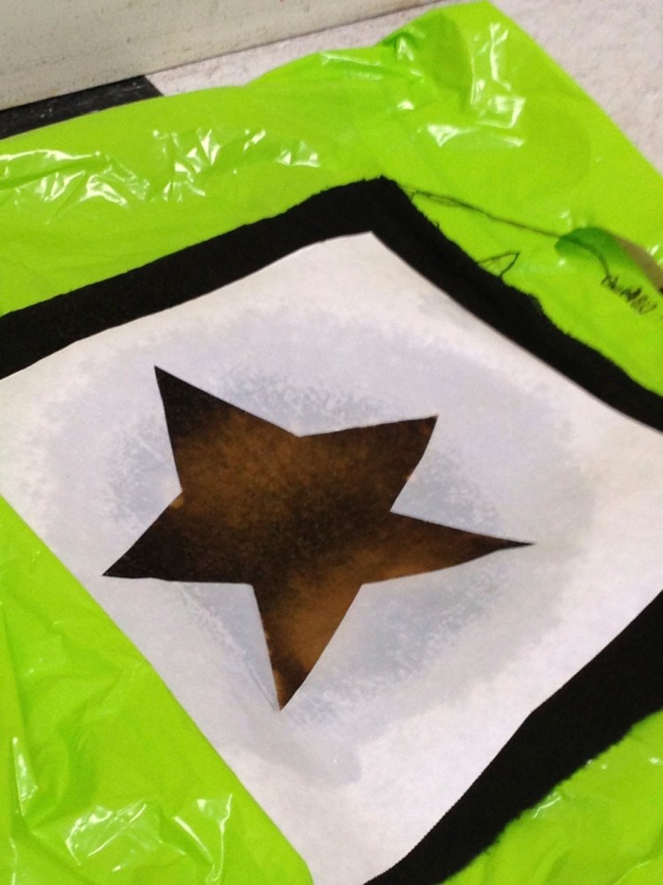 star sprayed with bleach