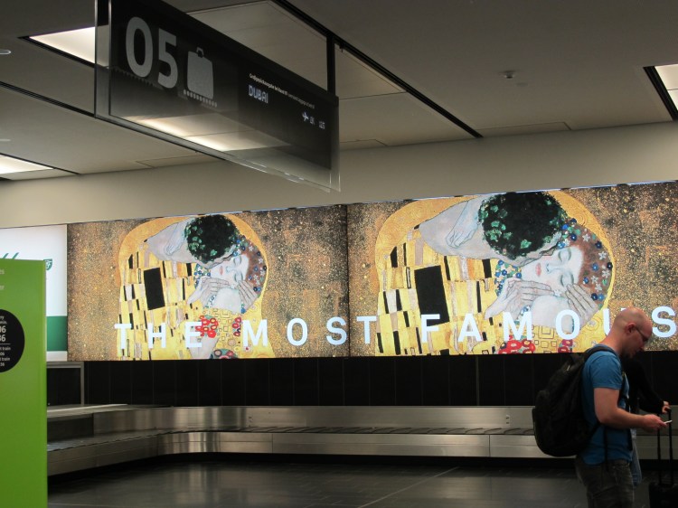Kiss signage at airport
