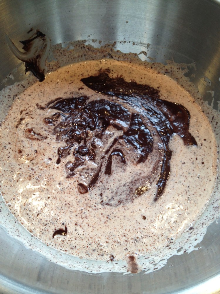 chocolate melting in cream