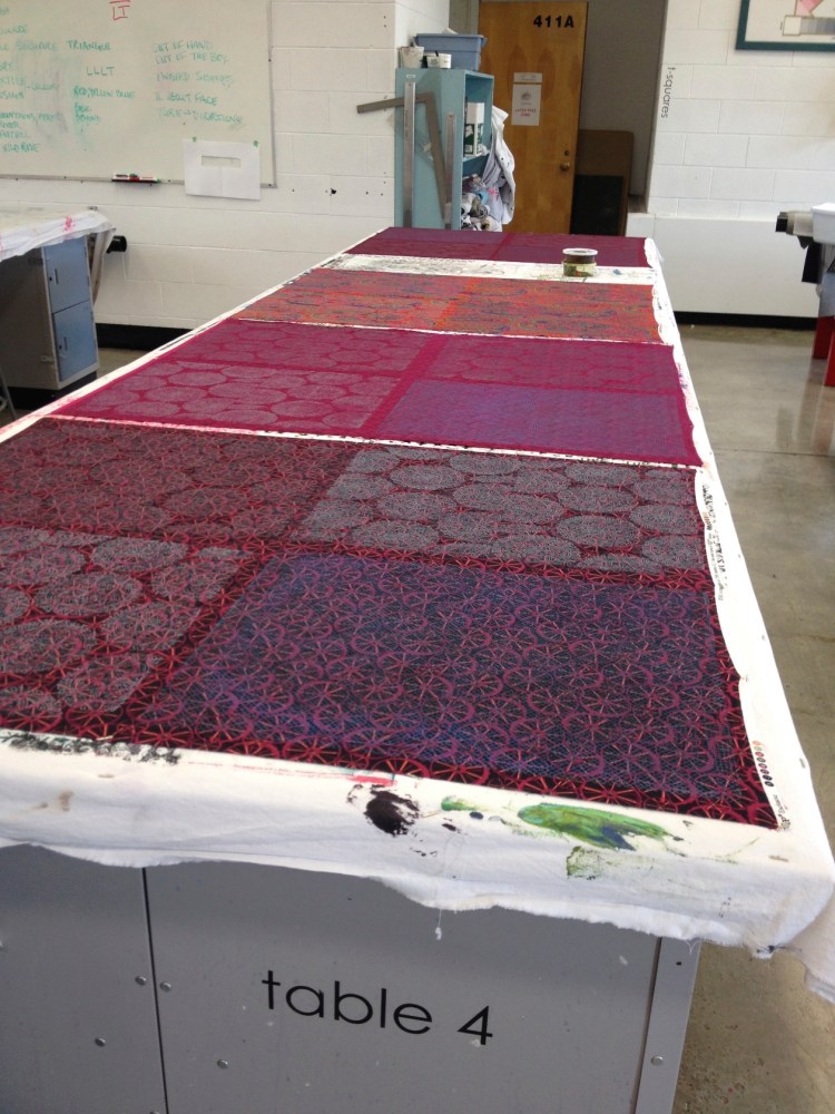 print table covered with fabric