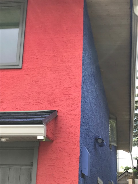 coral and blue house corner